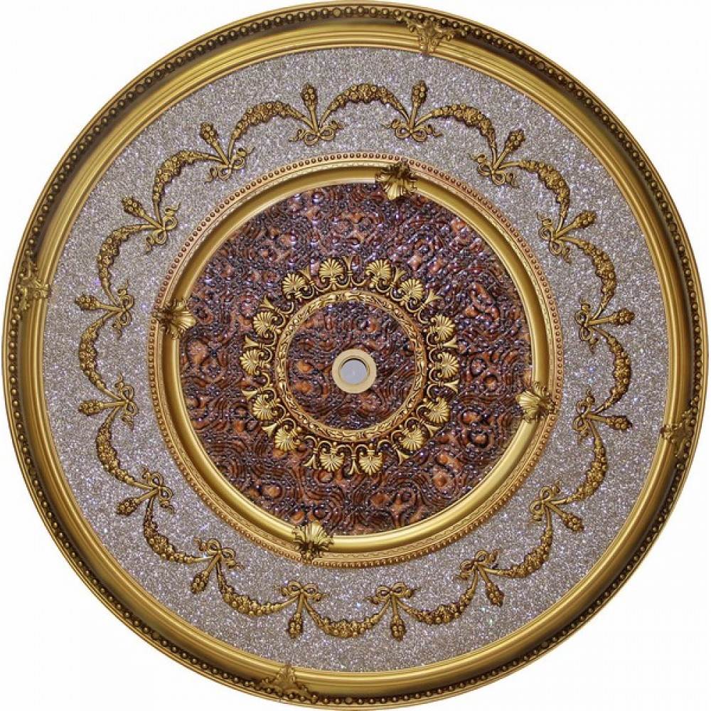 110 Cm Yuvarlak Osmanli Saray Tavan Sf-048 Avize Gobegi Patina-Eskitme Altin Varakli 3D